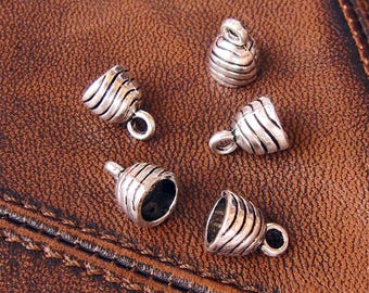 20 cords ends antique silver metal, dimension: 11mm x 9mm