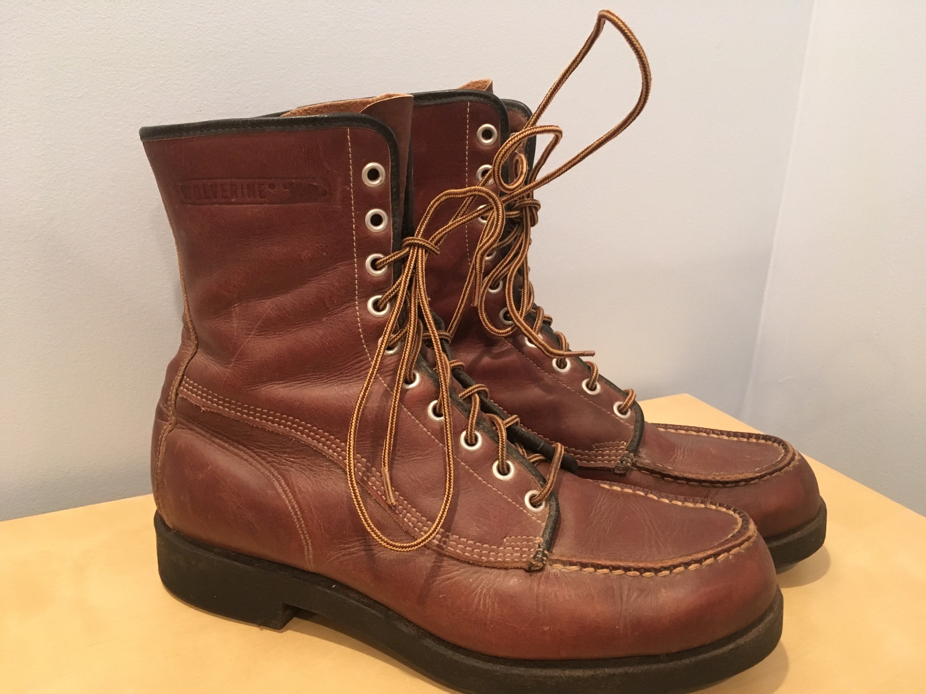 Vintage Wolverine Brand Lace-up Leather Work Boots Men's