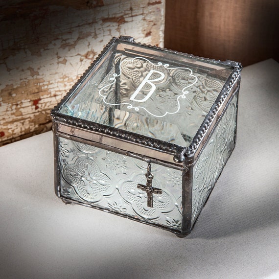 Personalized Glass Keepsake Box Monogrammed Jewelry Box with