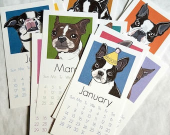 2018 Boston Terrier Calendar - Printed on Recycled Linen Paper