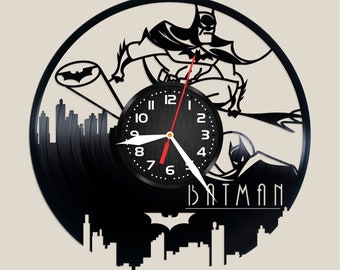 Batman Vinyl WALL Clock Handmade Art DC Comics Vinyl Record Clock Art Decor Gift for Fans Home Decor Unique Christmas Gift Gotham Wall Art