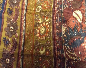 Coupon of silk printed in shades of autumn