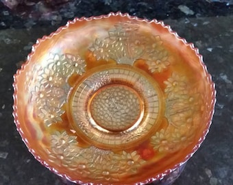 Carnival glass bowl marigold