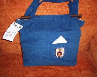 blue cordaroy with preppy pocket detail
