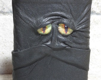 Pocket Flask 8 Ounce Black Leather With Face Monster Goth Horror Groomsman Gift One Of A Kind 67