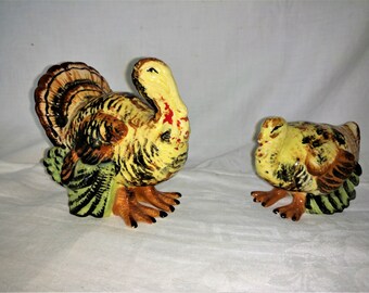 Vintage Ceramic Turkey Pair Figurines