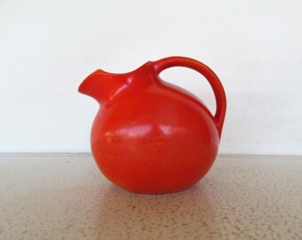 Vintage Tilt Ball Pitcher Orange Round Ice Lip Early with Age Crazing