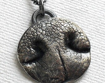 Custom Dog Nose Print Necklace in Fine Silver