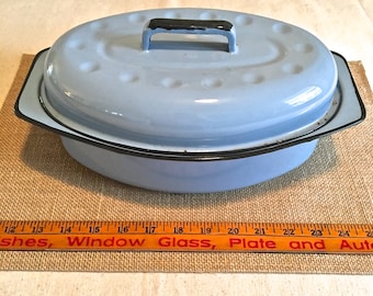 Blue Enameled Cookware- Casserole Dish with lid