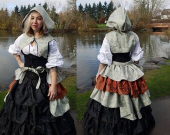Light Blue and Copper Bustle and Hooded Vest Combo