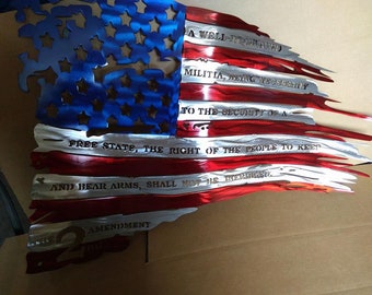 DXF file Tattered Flag with 2nd amendment in it.