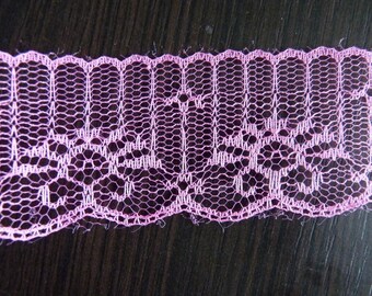 Very light pink floral wide lace Ribbon