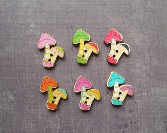 buttons 10 wood forest autumn mushroom shape