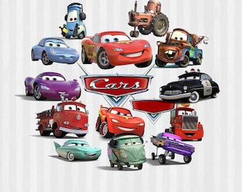 Cars Designs, 15 Cars Images, Disney Cars, Lightning McQueen, Mater, Digital Download in .SVG and .PNG formats, DIY Cars, Cars clip art,