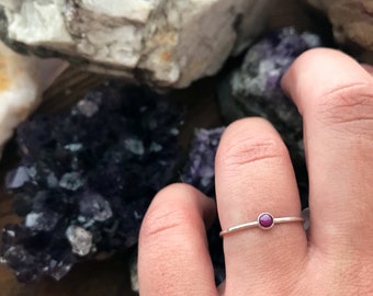 Ruby Sterling Silver Size 7 Ring