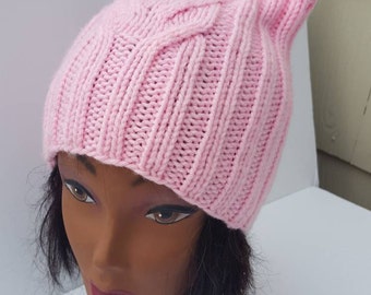 Pink cat hat, Pussy hat, Pink pussy hat, Ears hat, Pink cat hat, Cat ears hat, Cat ear hat, Feminist hat, Cat beanie, Pink Pussycat hat