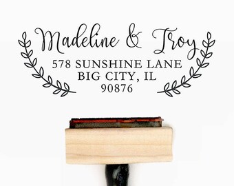 Custom Personalized Return Address Pre-Designed Rubber Stamp - Branding, Packaging, Invitations, Party, Wedding Favors - A002