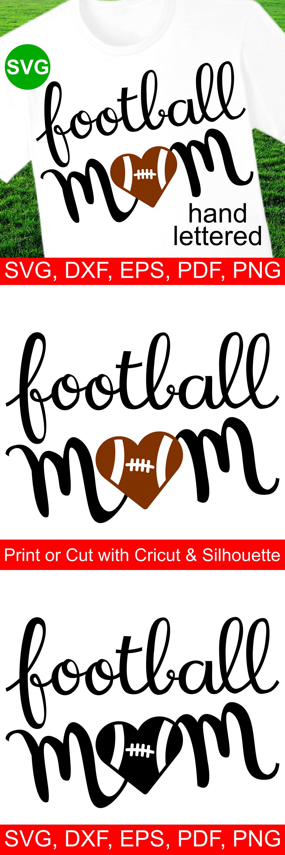 Download Football Mom SVG File and printable clipart with heart shaped football to make Football Mom ...