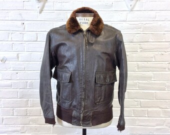 Size 40 Vintage 1940s 1950s US Navy G-1 Flight Jacket by L.W. Foster Co. Inc.