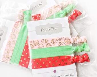 Strawberry Party Favors for Girls, Strawberry Party Supplies, Strawberry Birthday Party Decorations, Summer Party Favor, Hair Tie Favors