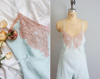 1920s/1930s Step Lightly blue step-in | vintage 30s lace step-in lingerie | vintage 20s step-in lingerie medium