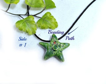 star bead, green heart , bead for necklaces, beading supply,clay bead,necklace bead - # 42
