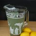 Jeannette Glass Exquisite Grecian Hellenic Pitcher, Wedgwood Green