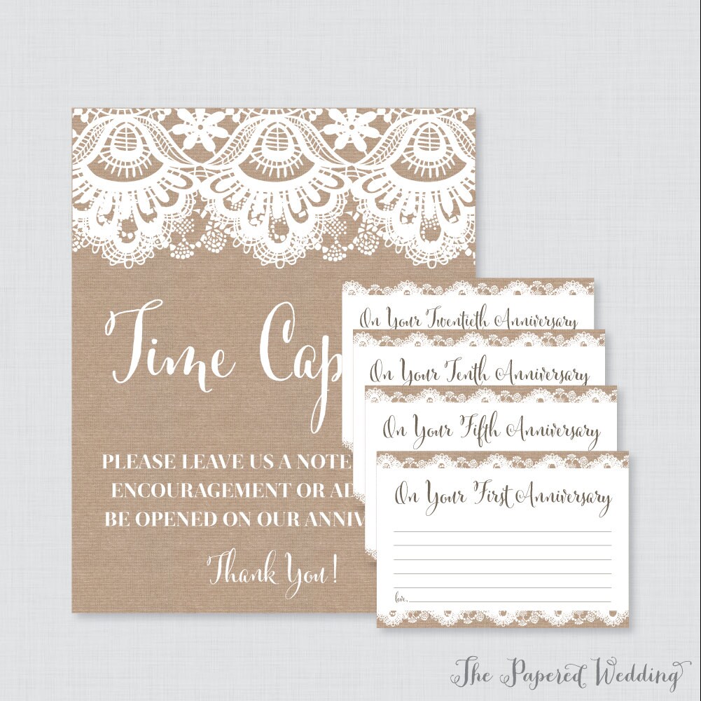Printable Wedding Time Capsule Activity Rustic Advice For