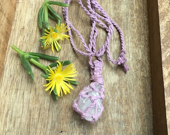 Lavender Quartz Macrame Necklace