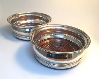 Pair of Good Quality, Georgian-Style, Solid Silver Wine Coasters, Circa 1970. Ref: G2668