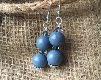 Wooden earrings various shades of blue