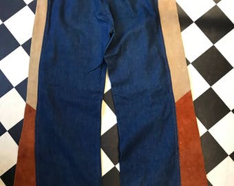 Vintage denim flare - suede inserts - rare
