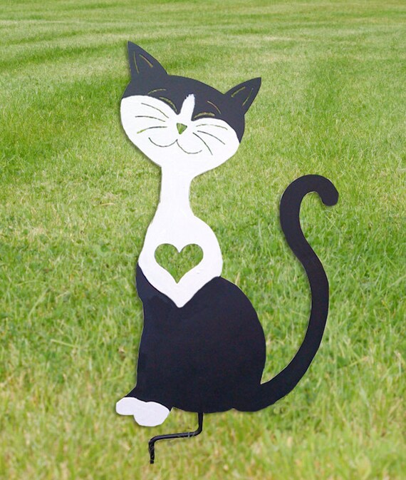 Tuxedo Cat Garden Stake Or Wall Hanging Memorial Black And