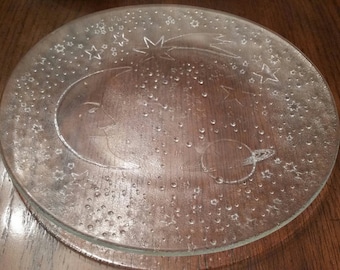 Vintage Glass Platter / Celestial / Galaxy / Sun / Moon / Glass Serving Tray / Glass Tray / Celestial Platter / Galaxy Platter / Galaxy Tray