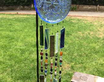 Vintage Plate and Beaded Windchime