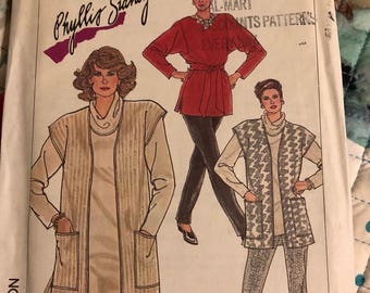 Vintage Simplicity pattern 7762 - misses' jiffy knit dress/top/vest/pants - size 14-16-18 -uncut