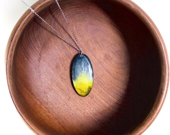 Long necklace with watercolor pendant