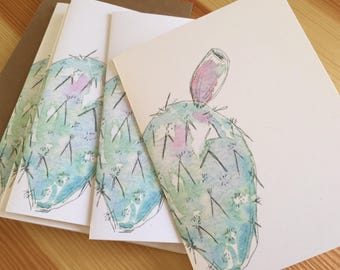 Watercolor Desert Note Cards - Prickly Pear Cards - Cactus Cards - Cacti Note Cards - Succulent Cards - Watercolor Cactus Cards - Box of 6