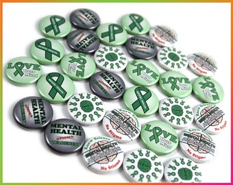 30 Mental Health Awareness Pins, Magnets, or Flatbacks! Mental Health Awareness, Suicide Awareness. Stomp the Stigma. 1" Mini Buttons (N003)