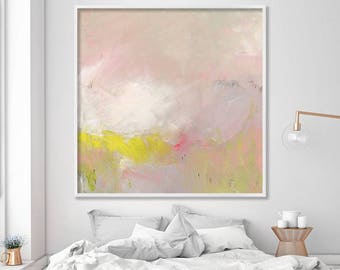 ABSTRACT painting Giclee Fine Art Print, up to 40x40", modern Painting Abstract Art, Acrylic Painting light pink yellow