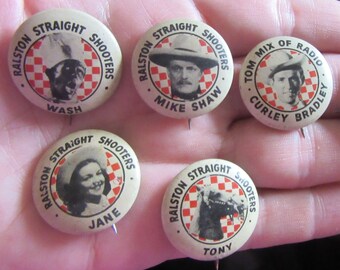 ralston straight shooter pinback buttons