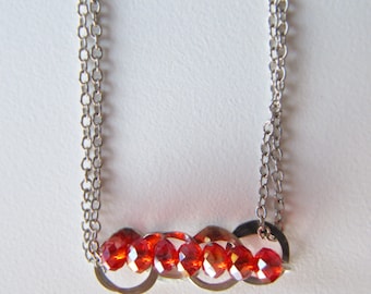 Necklace silver Rock Crystal Red