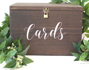 Wedding Card Box | Card Box with Lid and Lock | Wedding Card Holder | Rustic Card Box | Rustic Wedding Box | Custom Card Box - WS-255