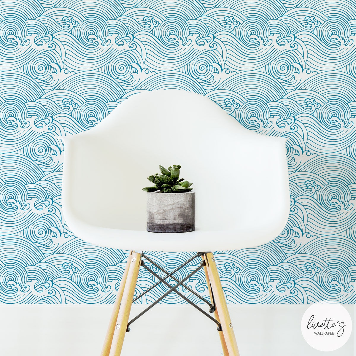 Waves Removable Wallpaper / Nautical Traditional or Self