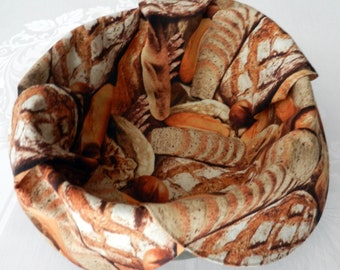 Basket Liner, Table Topper, Centerpiece, Bread Cloth, Many Different Loaves of Bread, Some Whole & Some Sliced, Handmade Table Linens