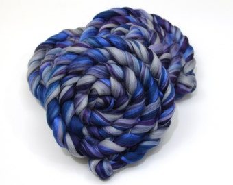 Merino Wool / Silk Roving (combed top) - Custom Blended Commercially Dyed Roving for Spinning or Felting - 4 oz