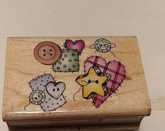 Retired Rubber Stamp - Button's and Patches