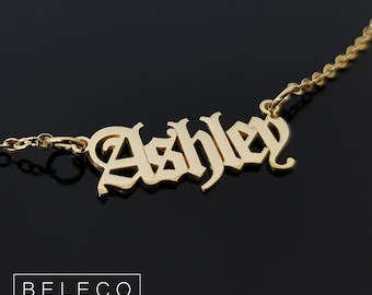 Old English Name, Old English Letter Old English Font, Custom Old English Name Necklace, Old English Font Name Necklace, Old English Jewelry