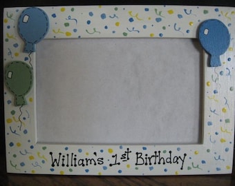 Personalized First Birthday Frame - children boy girl party photo picture frame