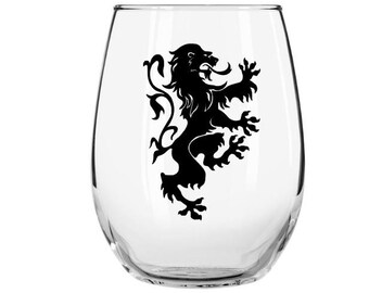 Lannister House Stemless Wine Glass, Game of Thrones Wine Glass